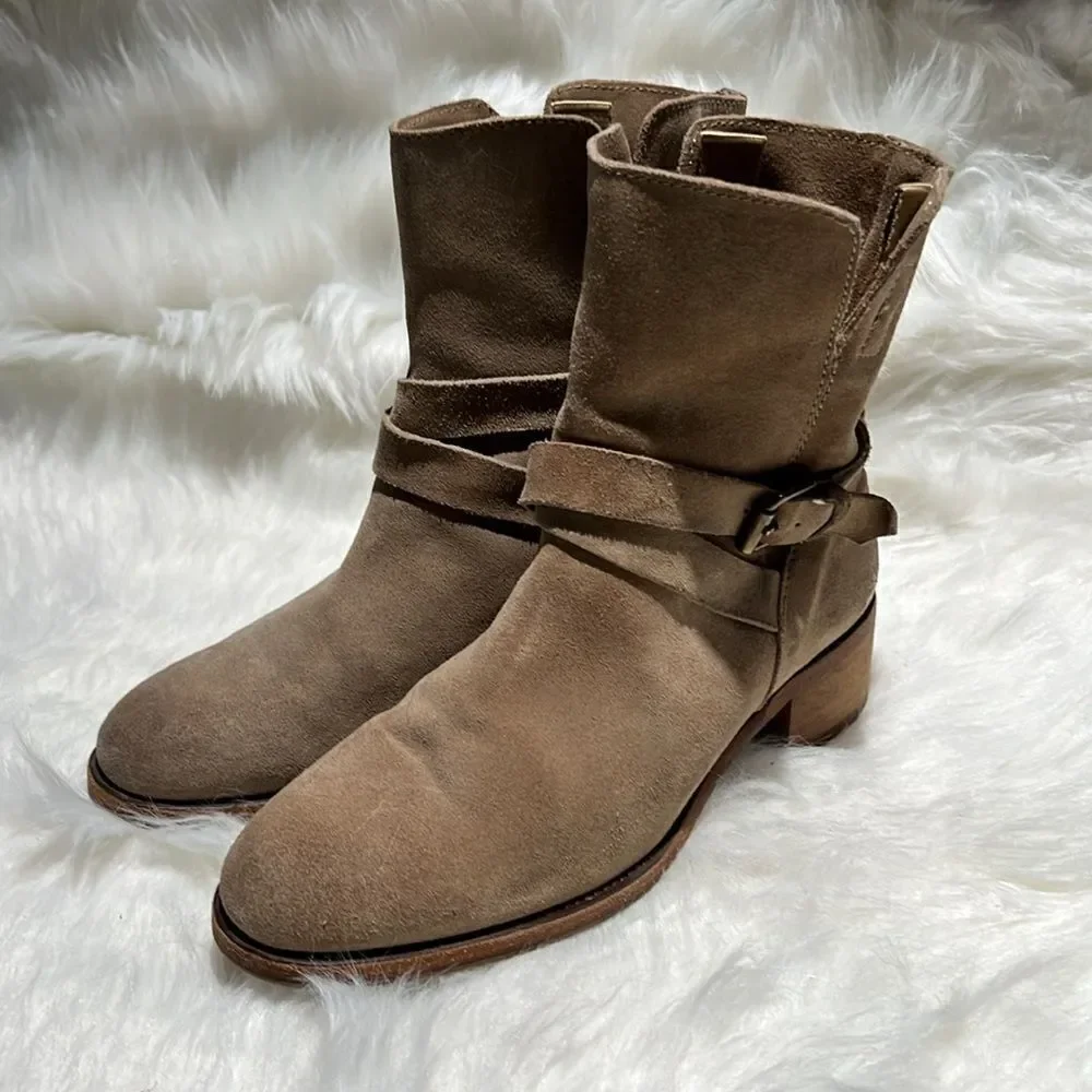 J.Crew $198 Pull‎ On Boots in Tan Suede Size 6. B30B